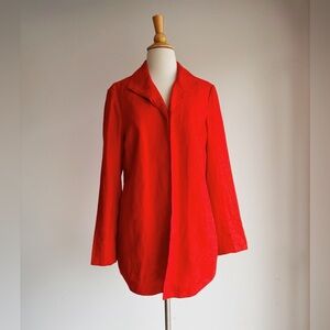 COLDWATER CREEK Red Linen Longline Jacket Blazer Size 10